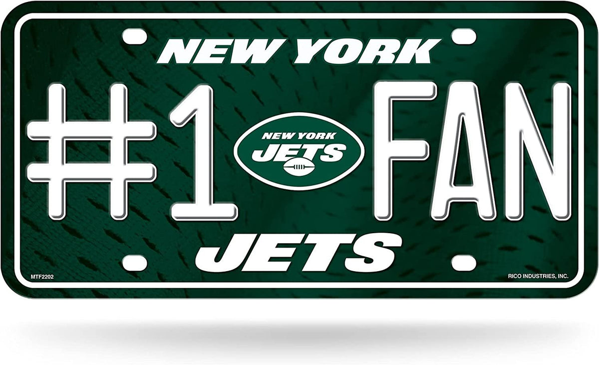 New York Jets Metal Auto Tag License Plate, #1 Fan Design, 12x6 Inch