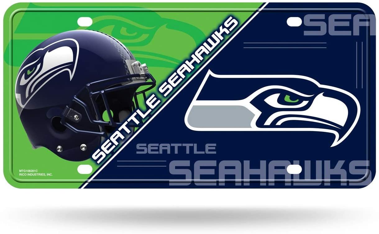Seattle Seahawks Metal Auto Tag License Plate, Split Design, 6x12 Inch 2