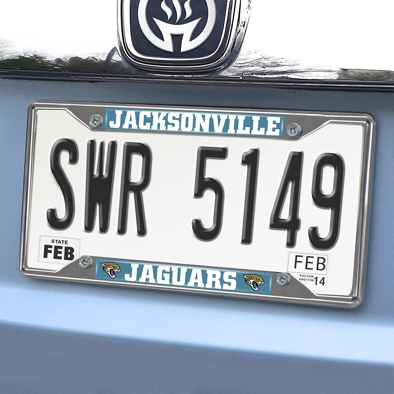Jacksonville Jaguars Metal License Plate Frame Chrome Tag Cover 6x12 Inch