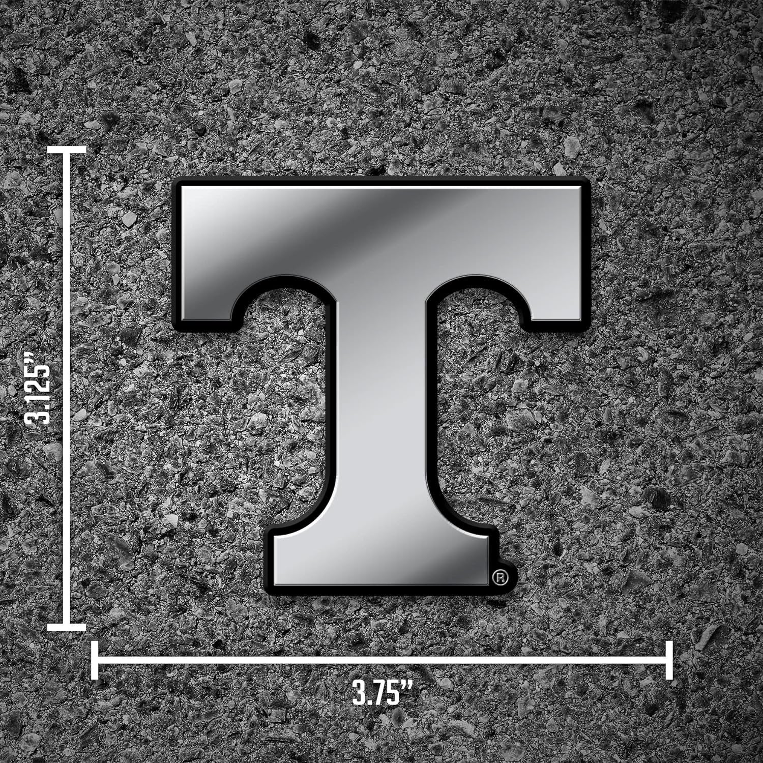University of Tennessee Volunteers Auto Emblem, Silver Chrome Color, Raised Molded Plastic, 3.5 Inch, Adhesive Tape Backing 4