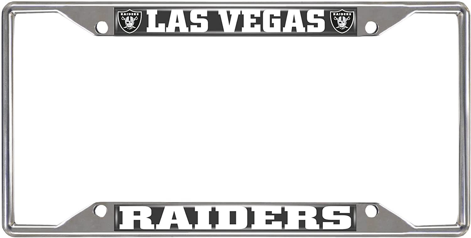 Las Vegas Raiders Metal License Plate Frame Chrome Tag Cover 6x12 Inch 1