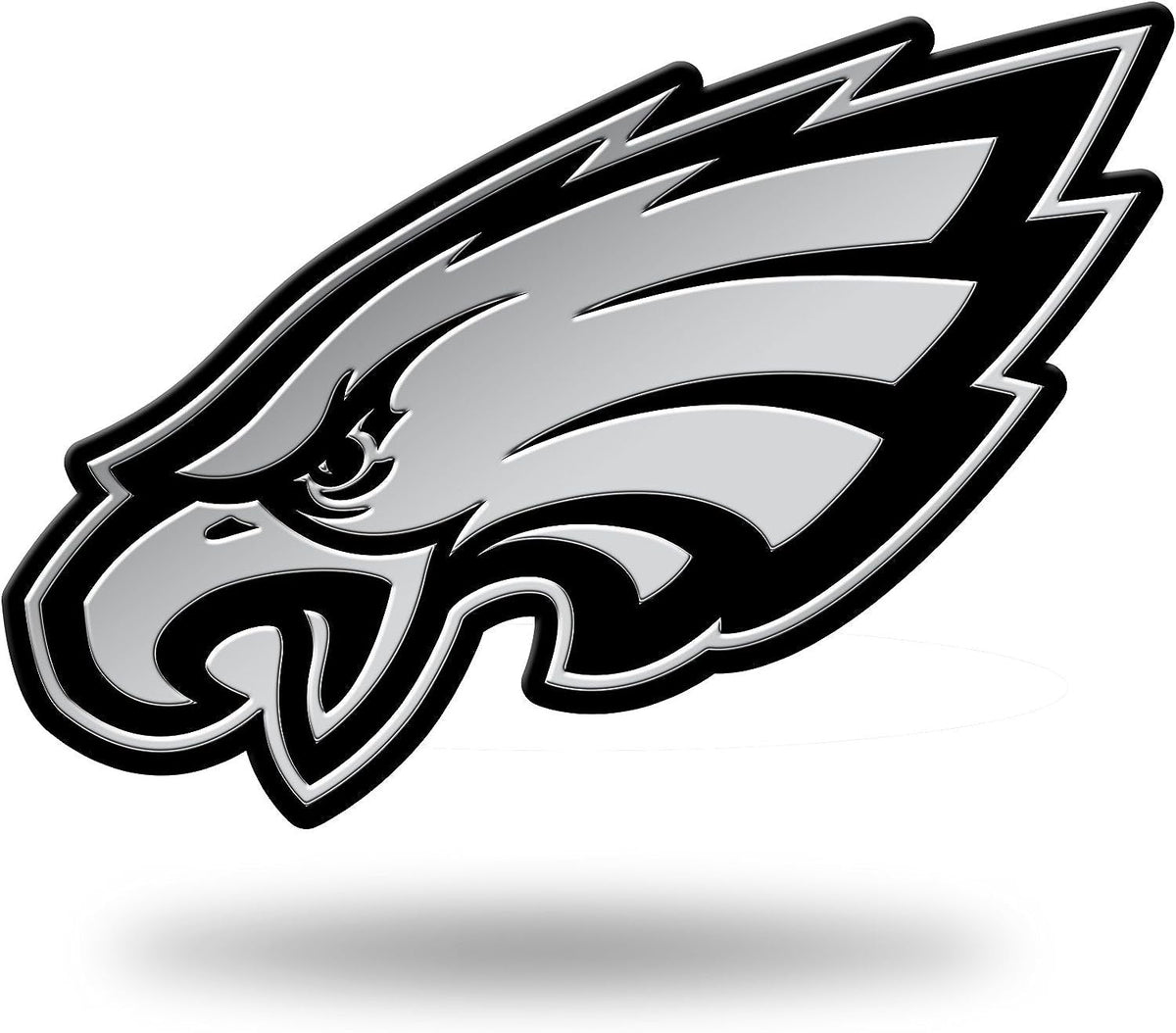 Philadelphia Eagles Auto Emblem, Silver Chrome Color, Raised Molded Plastic, 3.5 Inch, Adhesive Tape Backing