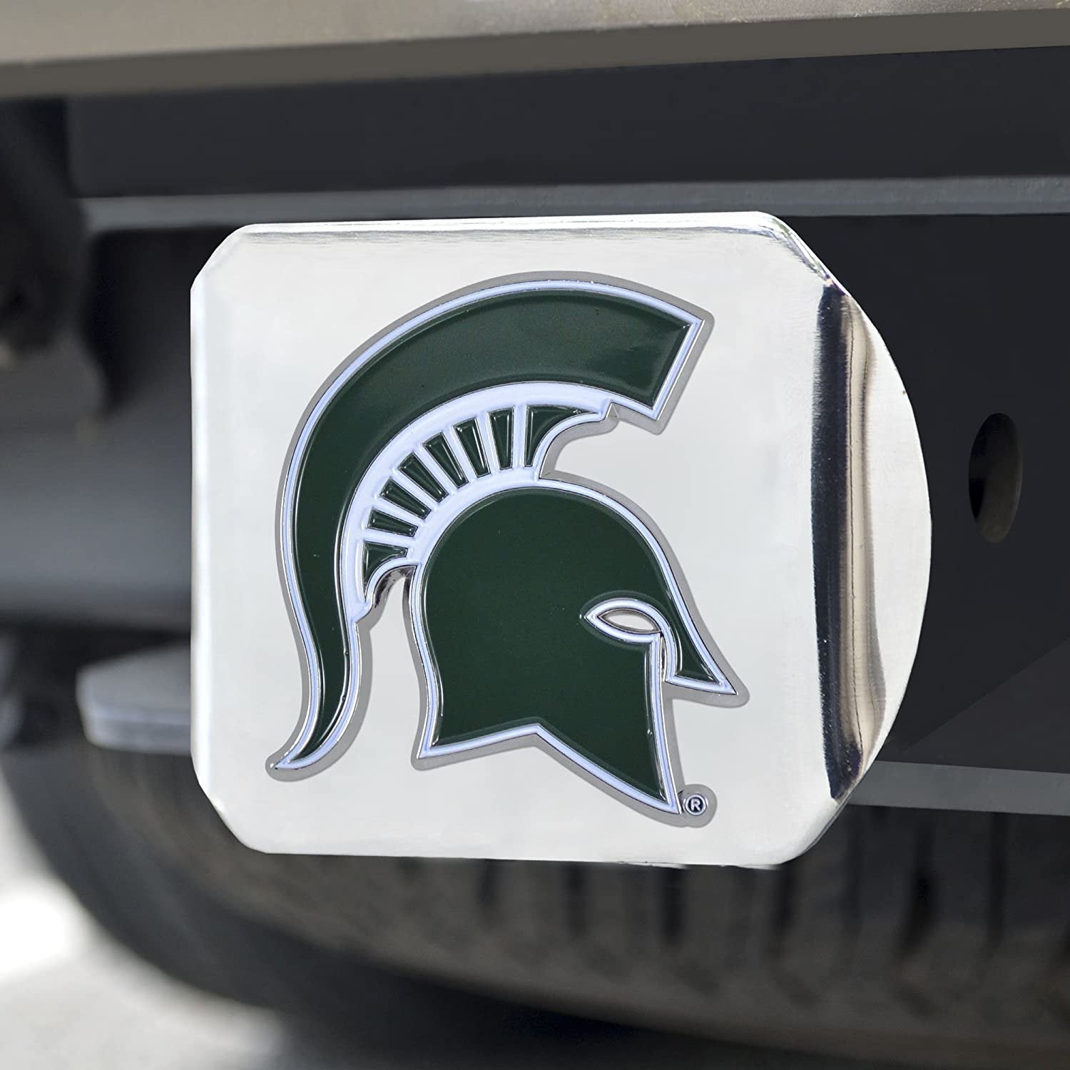 Michigan State Spartans Hitch Cover Solid Metal with Raised Color Metal Emblem 2" Square Type III University