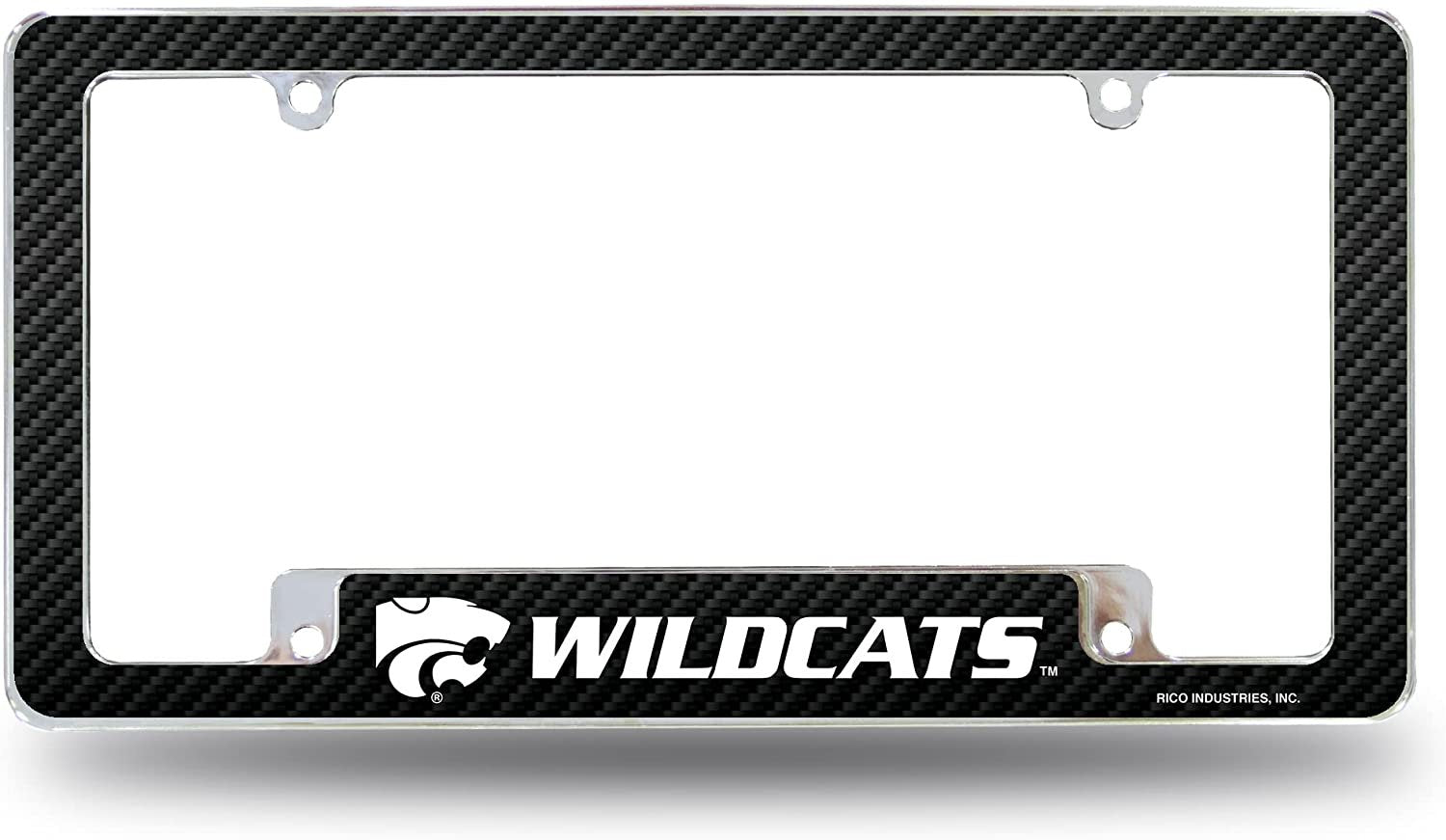 Kansas State University Wildcats Metal License Plate Frame Tag Cover Carbon Fiber Design 12x6 Inch