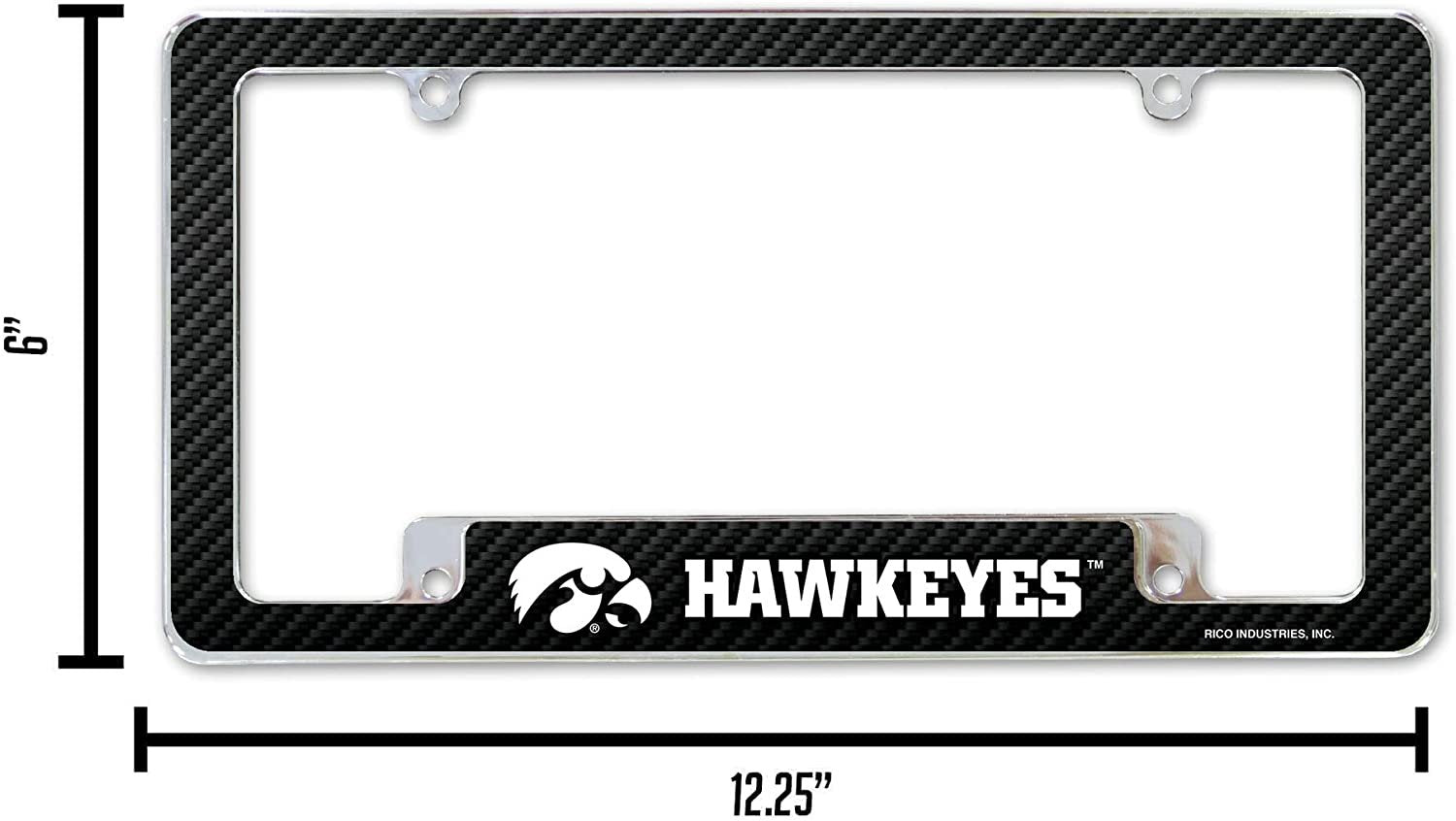 University of Iowa Hawkeyes Metal License Plate Frame Chrome Tag Cover 12x6 Inch Carbon Fiber Design 6