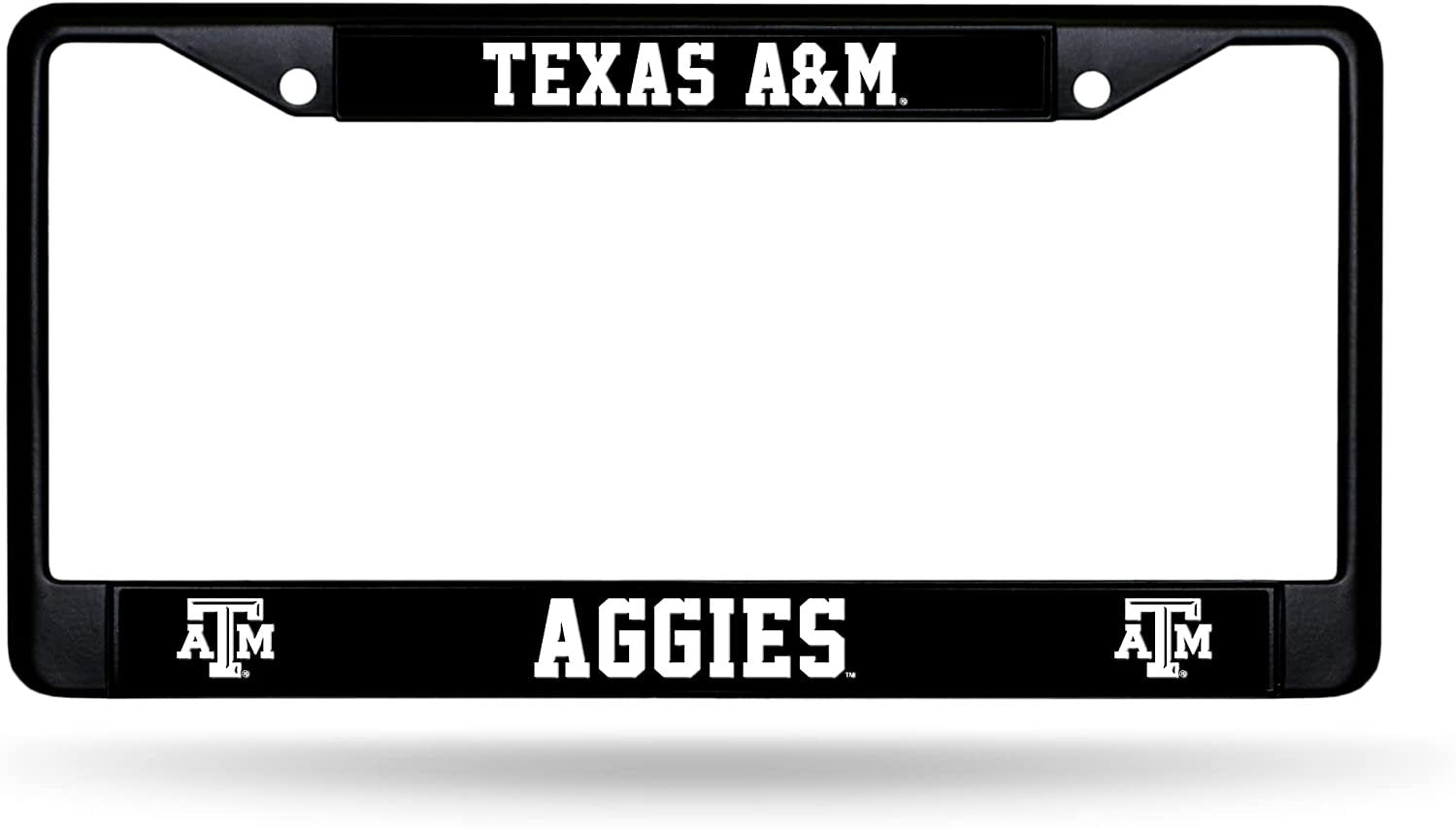 Texas A&M University Aggies Black Metal License Plate Frame Chrome Tag Cover 6x12 Inch