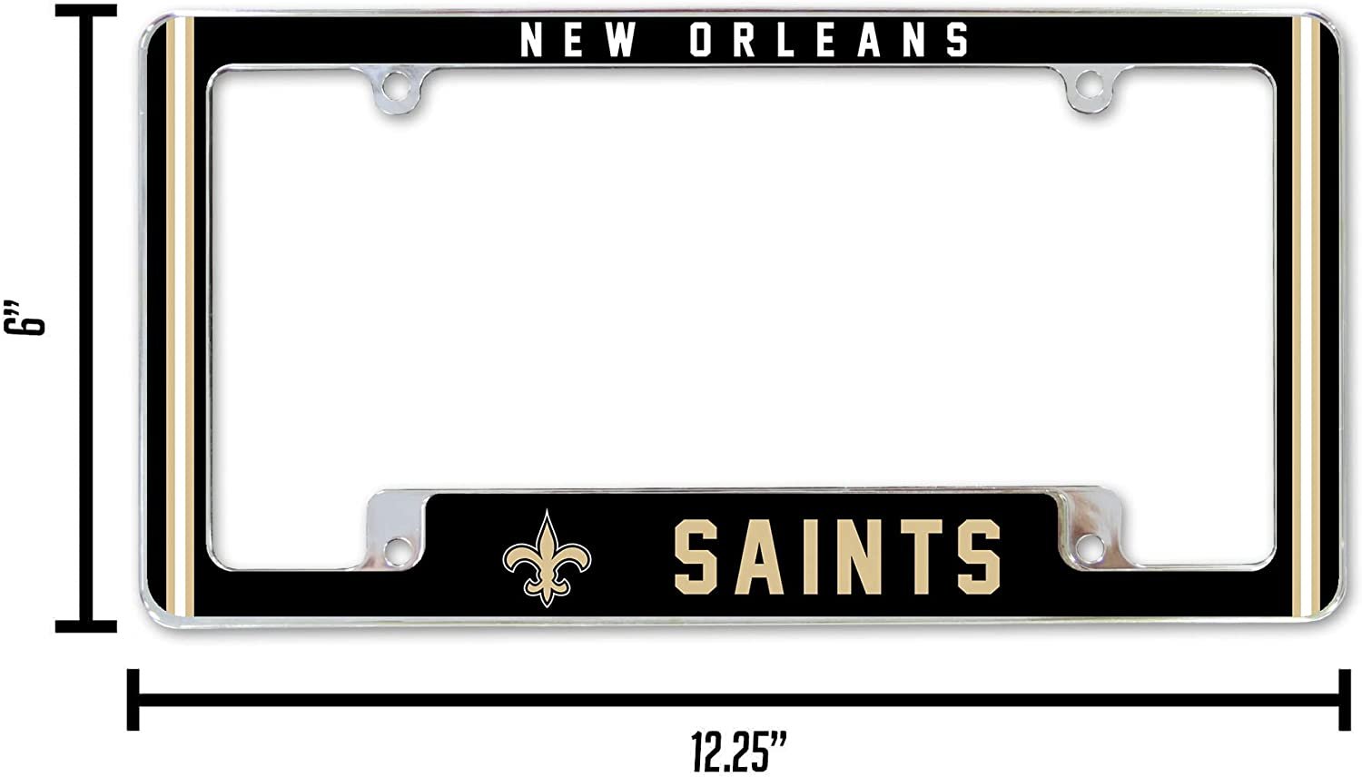 New Orleans Saints Metal License Plate Frame Chrome Tag Cover Alternate Design 6x12 Inch 4