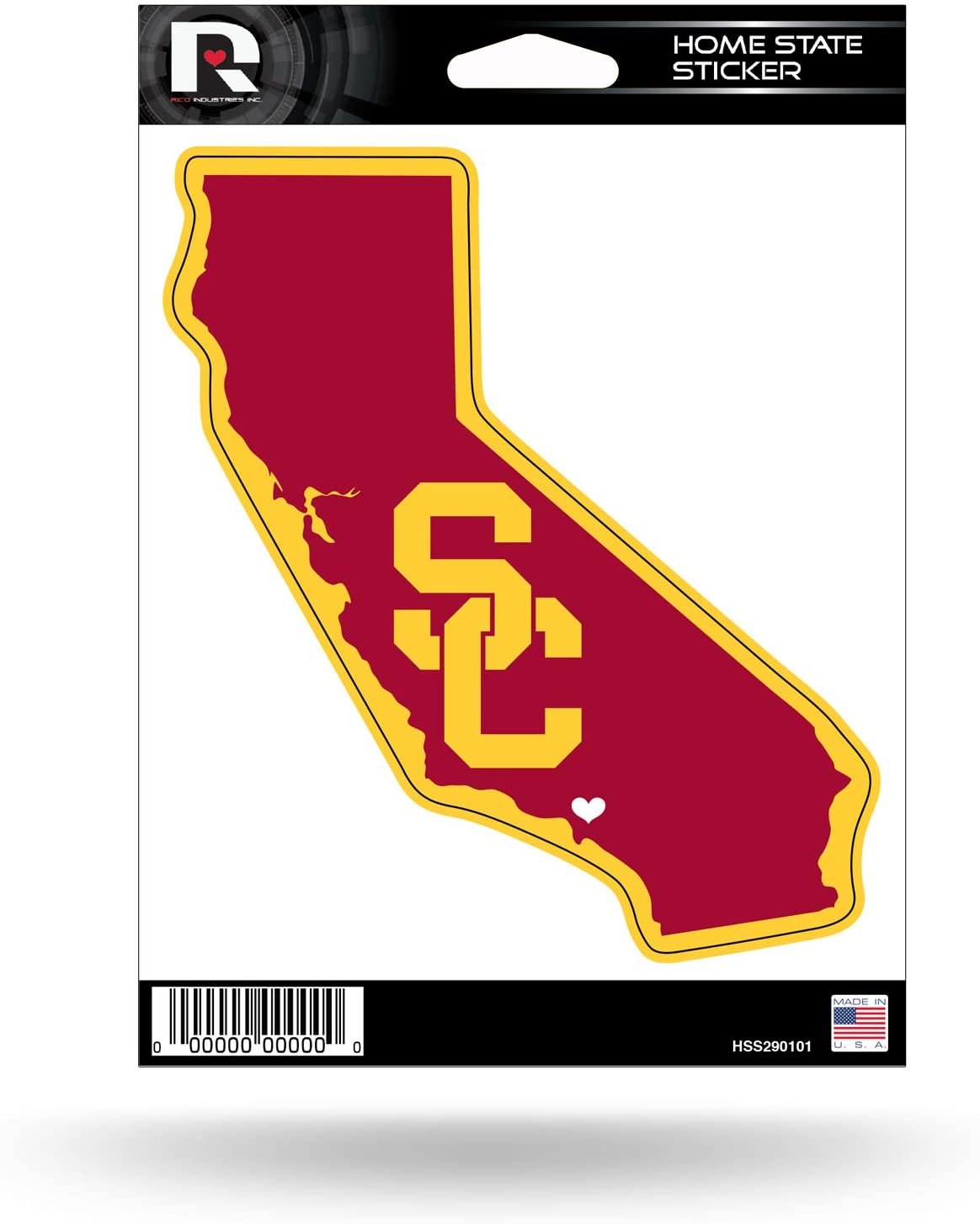 University of Southern California USC Trojans 5 Inch Sticker Decal, Home State Design, Flat Vinyl, Full Adhesive Backing