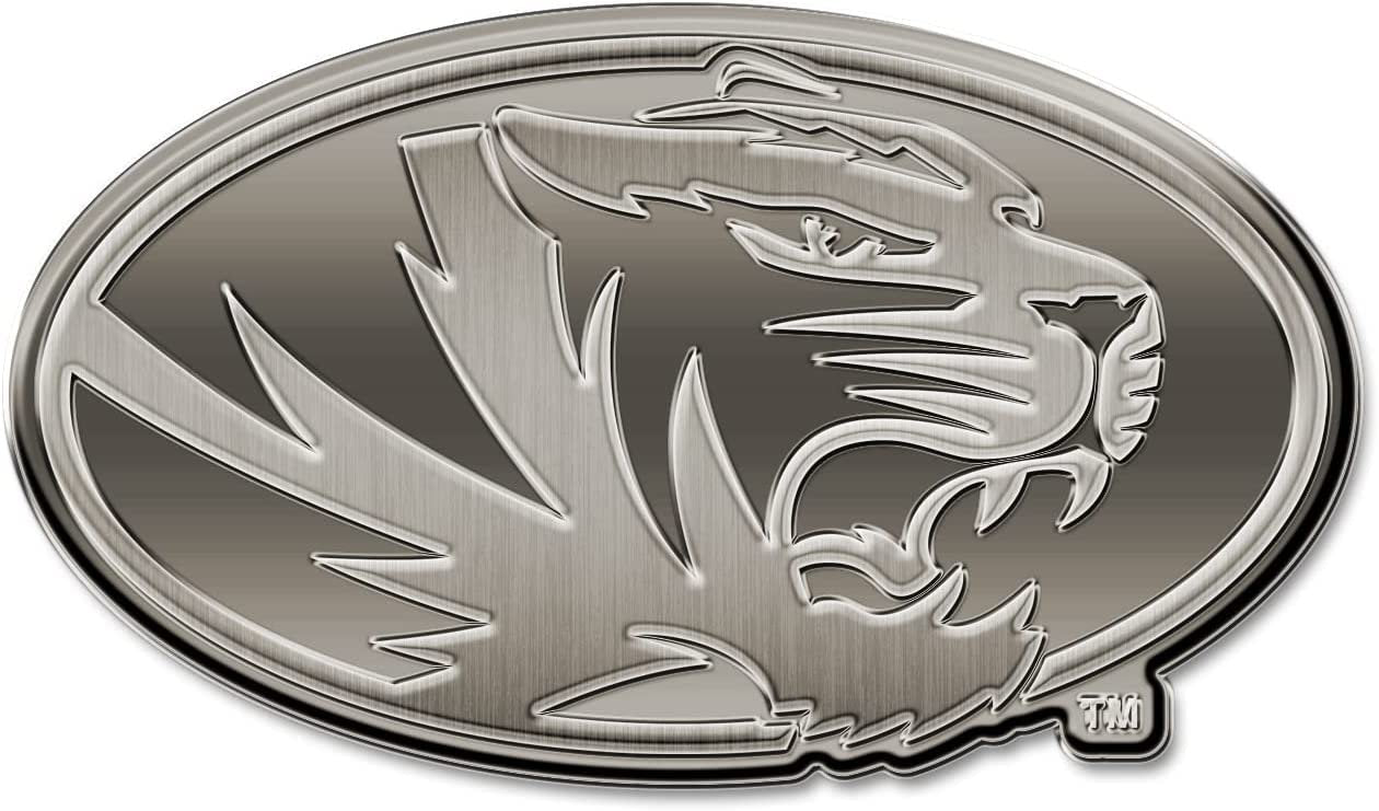 University of Missouri Tigers Solid Metal Auto Emblem Antique Nickel for Car/Truck/SUV 1