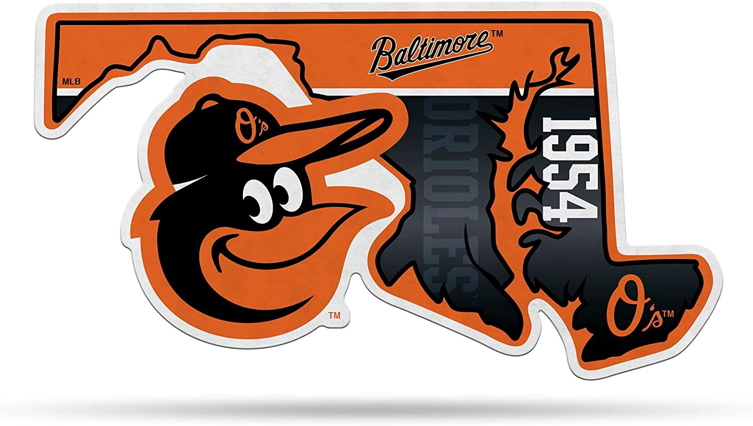 Baltimore Orioles Soft Felt Pennant, State Design, Shape Cut, 18 Inch, Easy To Hang 1