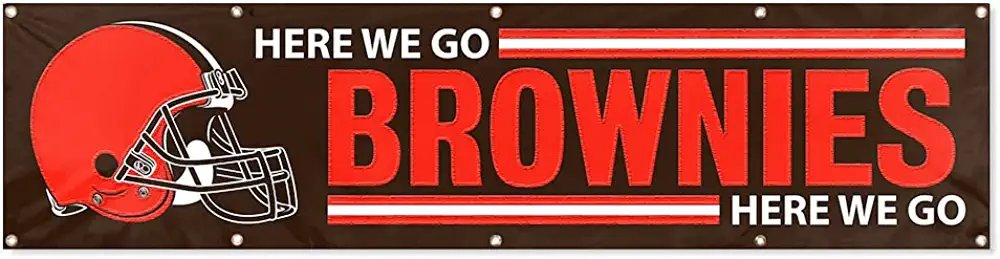Cleveland Browns Huge 8x2 Feet Premium Emboridered Banner Flag Metal Grommets 1