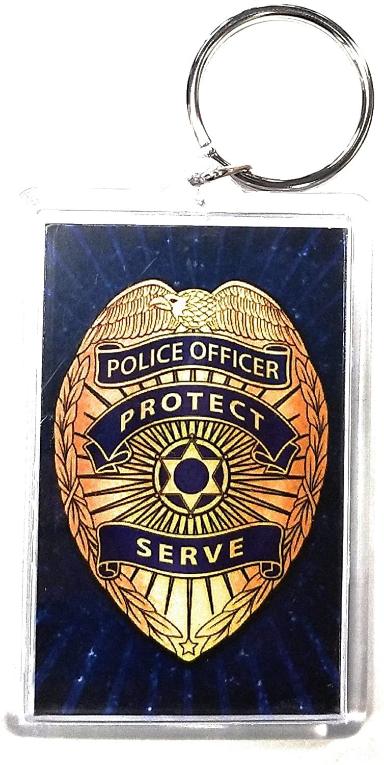 HP Industries Police 2x3 Acrylic Keychain w/1" Keyring Decal Logo Emblem United States US 1
