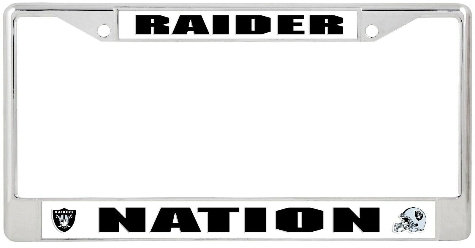 Las Vegas Raiders Raider Nation Premium Metal License Plate Frame Chrome Tag Cover, 12x6 Inch 1