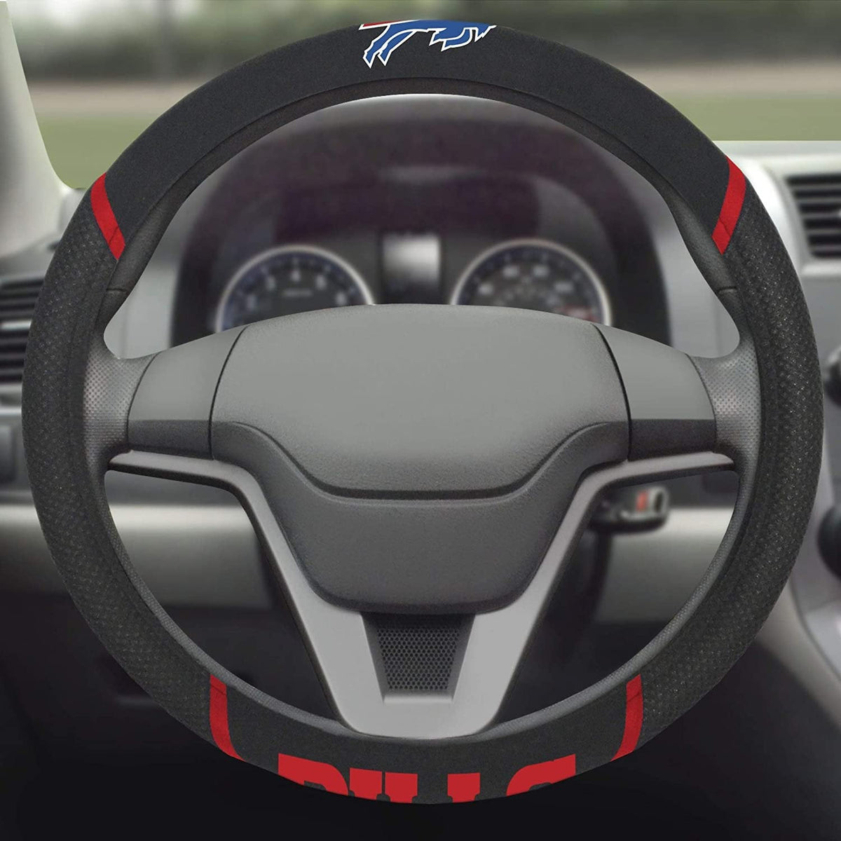Buffalo Bills Premium 15 Inch Black Emroidered Steering Wheel Cover 3