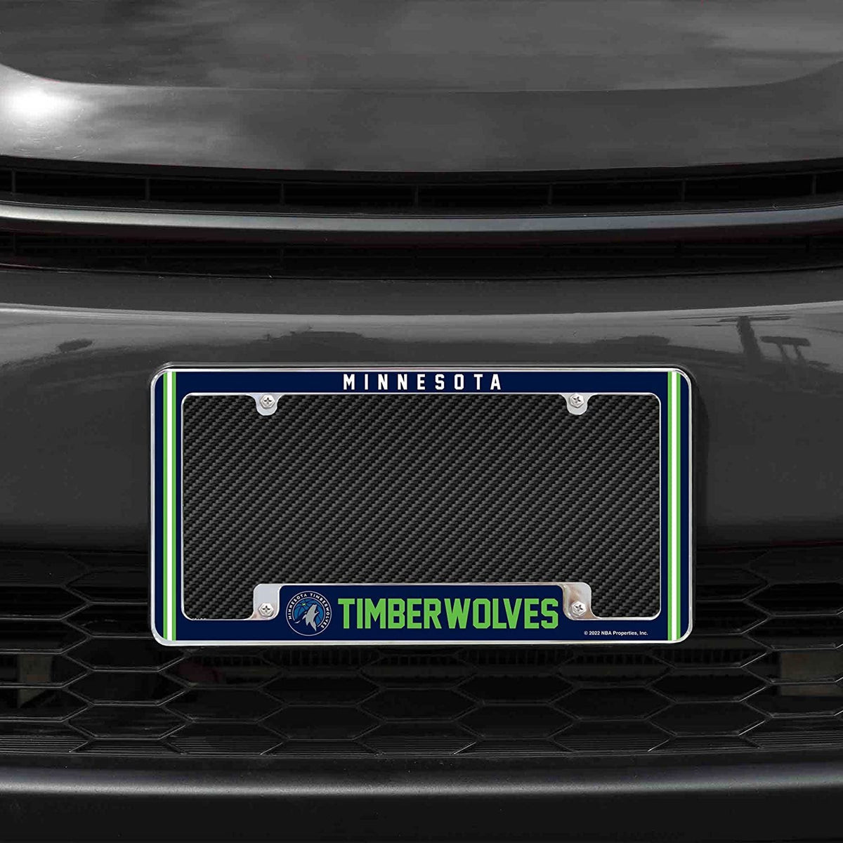 Minnesota Timberwolves Metal License Plate Frame Chrome Tag Cover Alternate Design 6x12 Inch