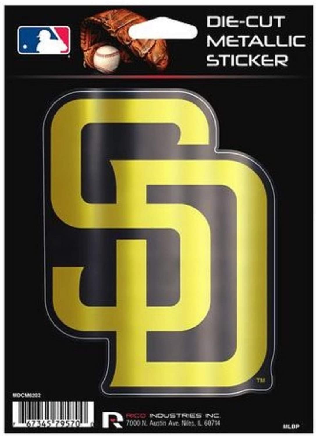 San Diego Padres 5 Inch Die Cut Decal Sticker, Metallic Shimmer Design, Full Adhesive Backing 1