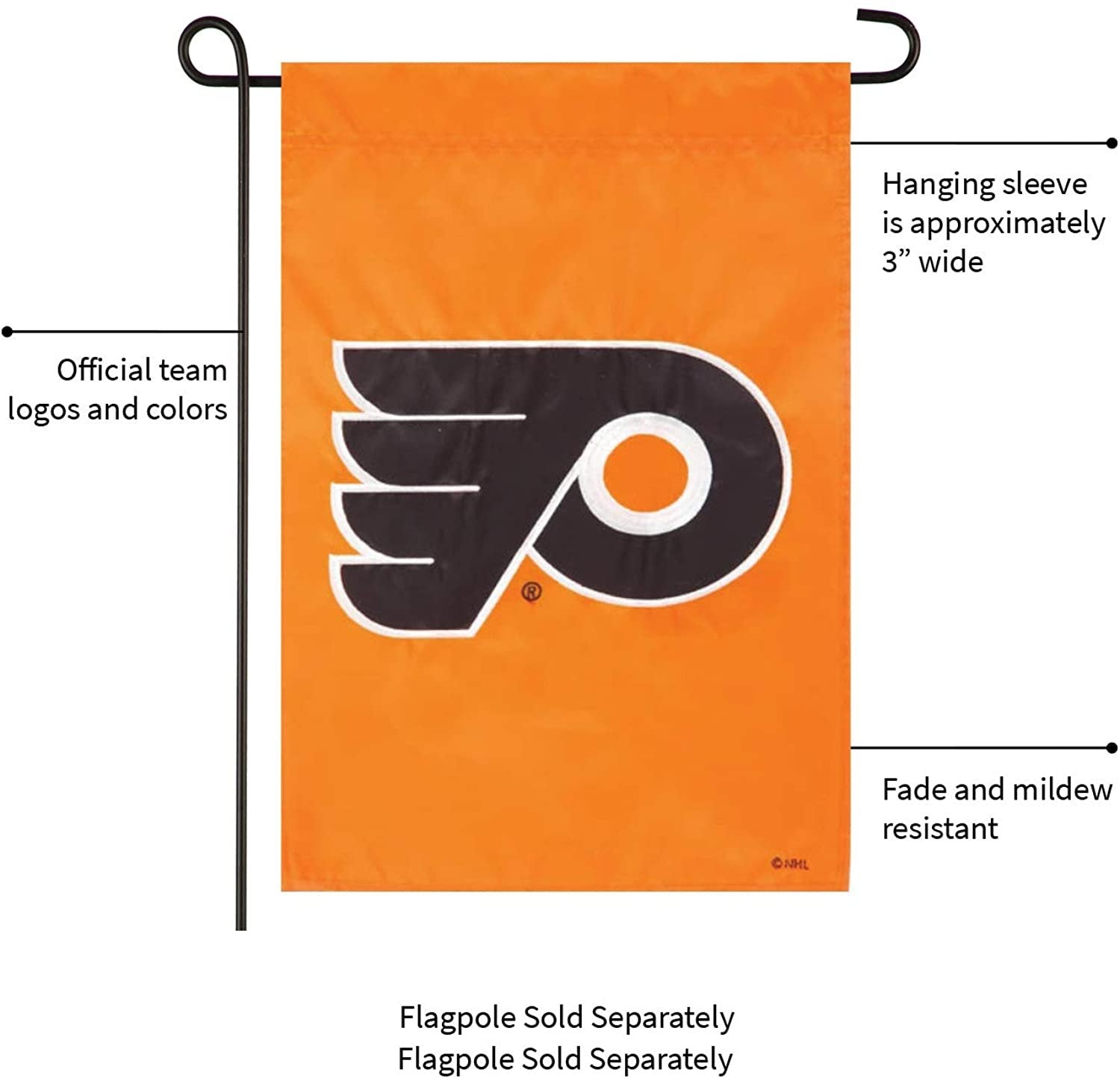 Philadelphia Flyers Premium Garden Flag Banner, Double Sided, Emroidered, 13x18 Inch 3