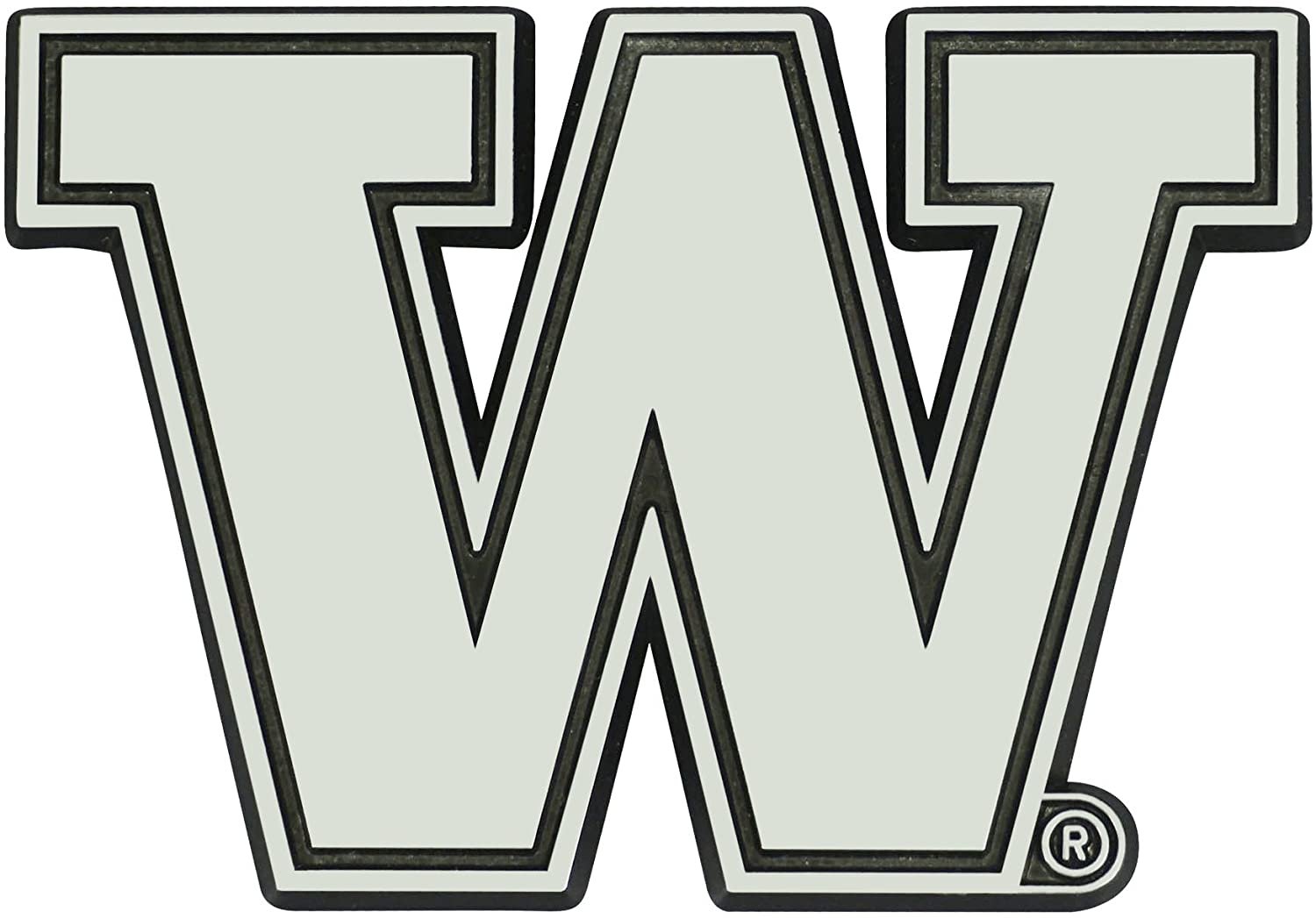 University of Washington Huskies Premium Solid Metal Raised Auto Emblem, Shape Cut, Adhesive Backing 1