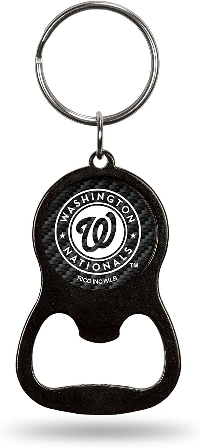 Washington Nationals Keychain Bottle Opener Carbon Fiber Design Metal Baseball 1