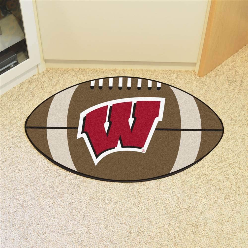 University of Wisconsin Badgers Floor Mat Area Rug, 20x32 Inch, Non-Skid Backing, Football Design 2