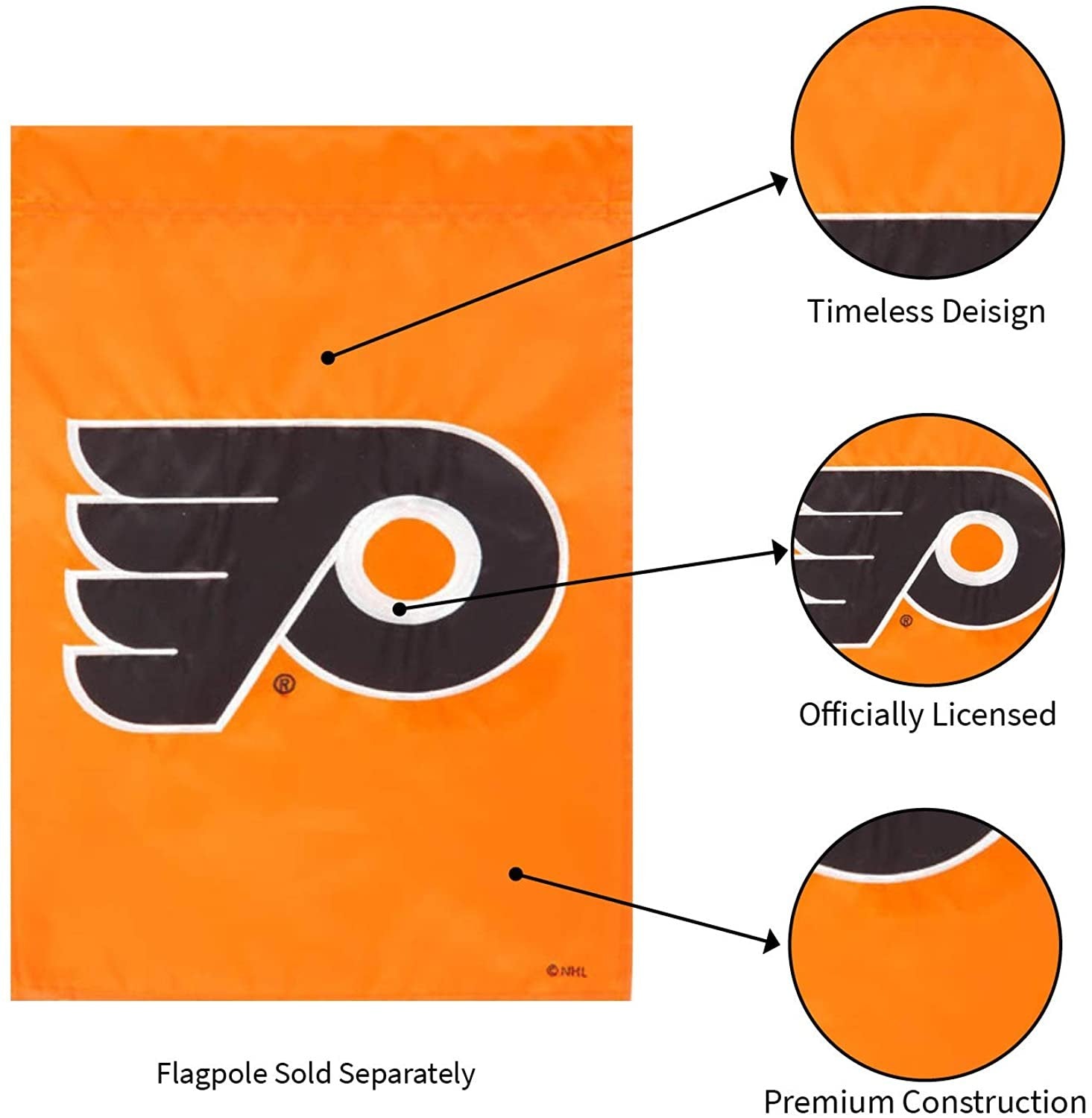 Philadelphia Flyers Premium Garden Flag Banner, Double Sided, Emroidered, 13x18 Inch 5
