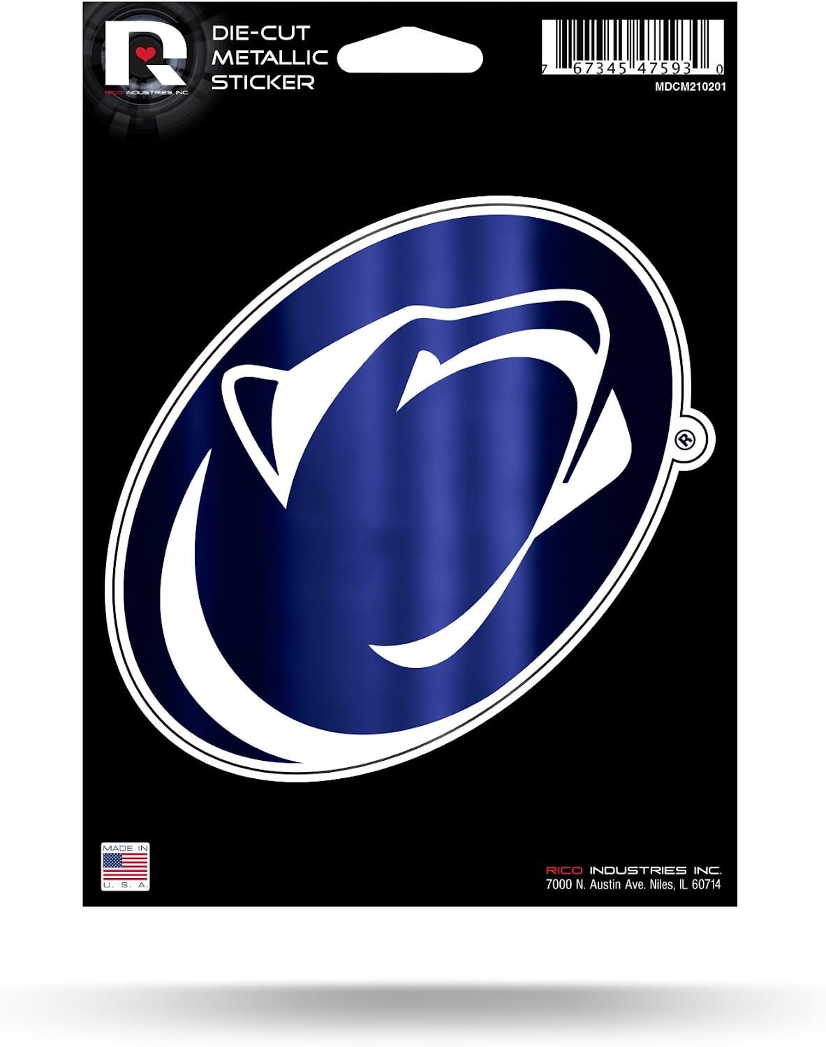 Penn State University Nittany Lions 5 Inch Decal Sticker Die Cut Chrome Shimmer Metallic Design