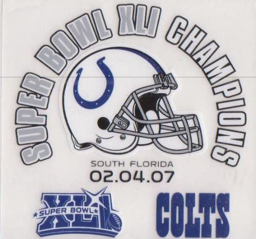 Indianapolis Colts Super Bowl XLI Champions Static Cling Sticker Decal 3x4 Inch 1