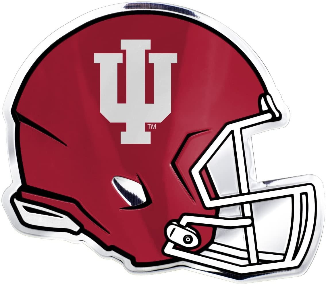Indiana University Hoosiers Helmet Auto Emblem, Aluminum Metal, Embossed Team Color, Raised Decal Sticker, Full Adhesive Backing 1