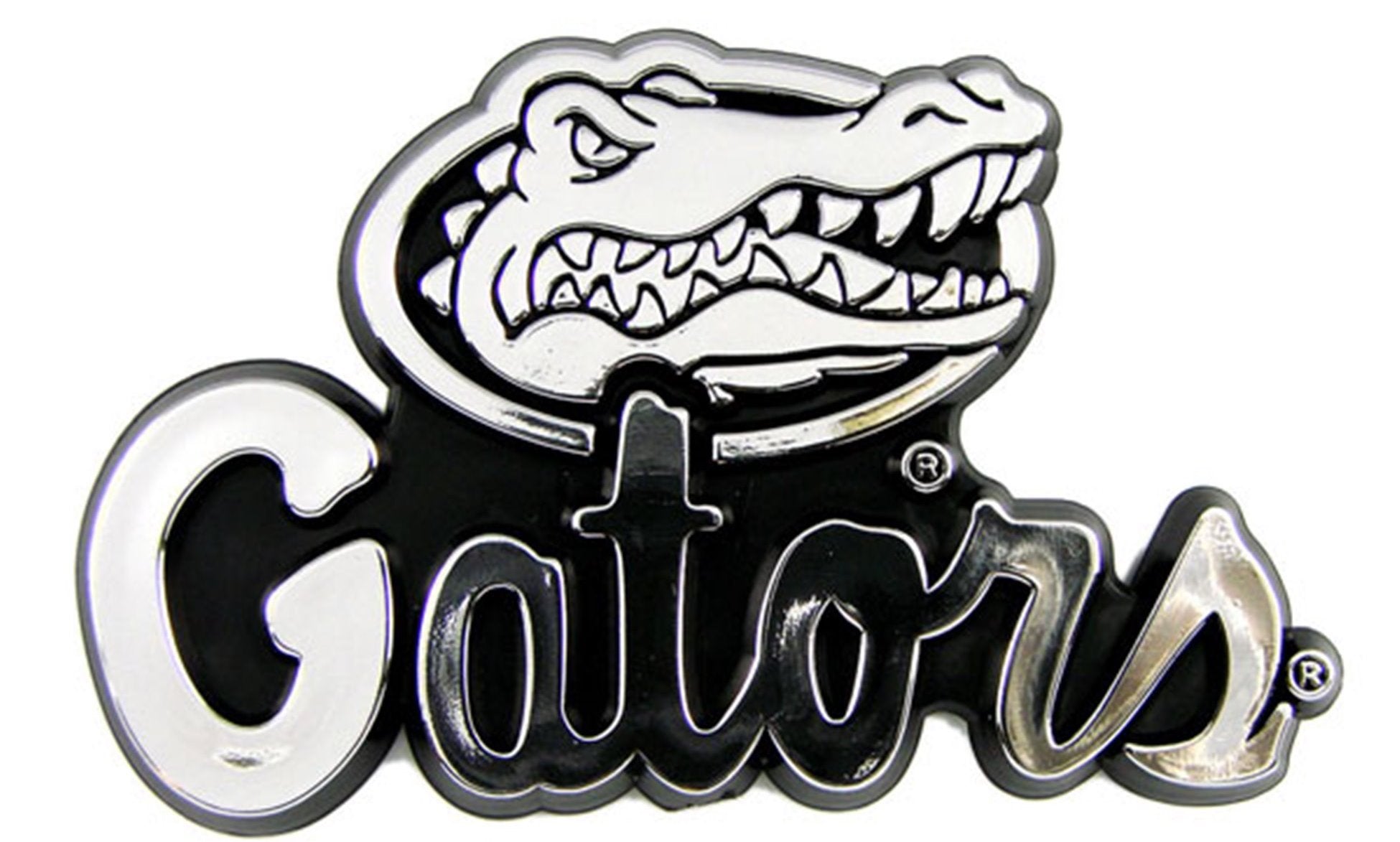 University of Florida Gators Auto Emblem, Plastic Molded, Silver Chrome Color, Raised 3D Effect, Adhesive Backing 1