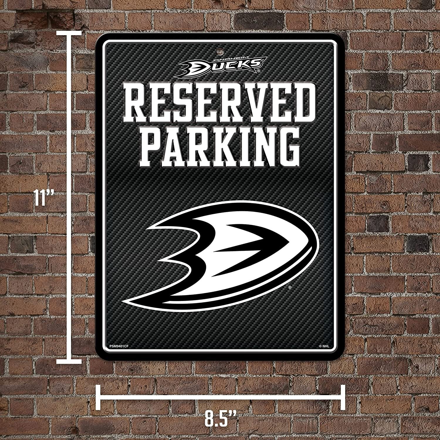 Anaheim Ducks Metal Parking Sign, Carbon Fiber Design 8.5x11 Inch 3