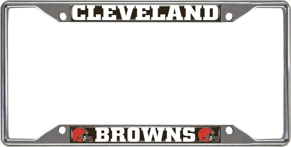 Cleveland Browns Chrome Metal License Plate Frame Tag Cover 6.25x12.25 Inches 1