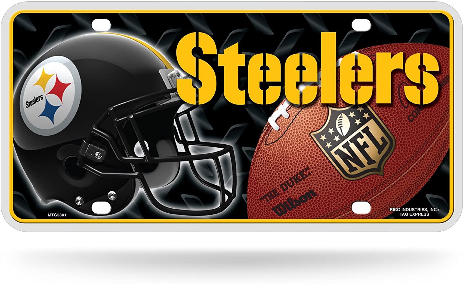 Pittsburgh Steelers Metal Auto Tag License Plate, Helmet Design, 12x6 Inch