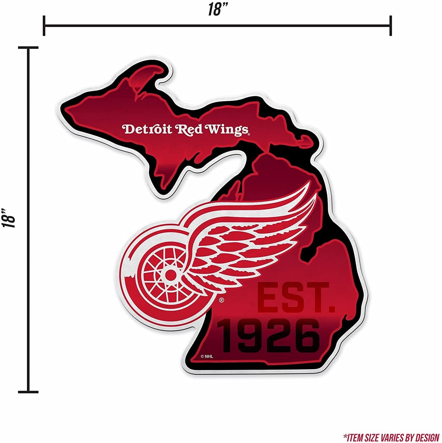 Detroit Red Wings 18" State Shape Pennant Soft Felt 3