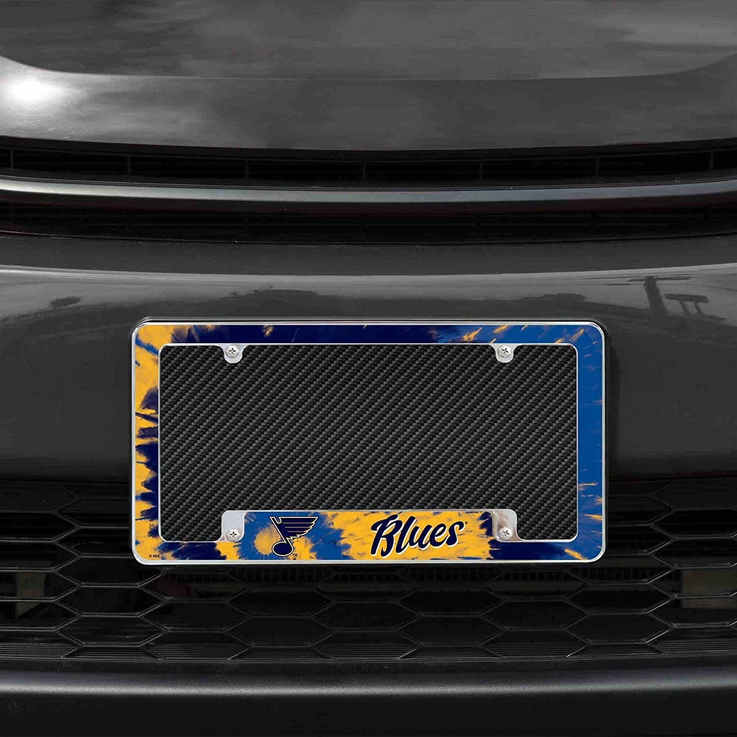 St Louis Blues Metal License Plate Frame Chrome Tag Cover Tie Dye Design 6x12 Inch