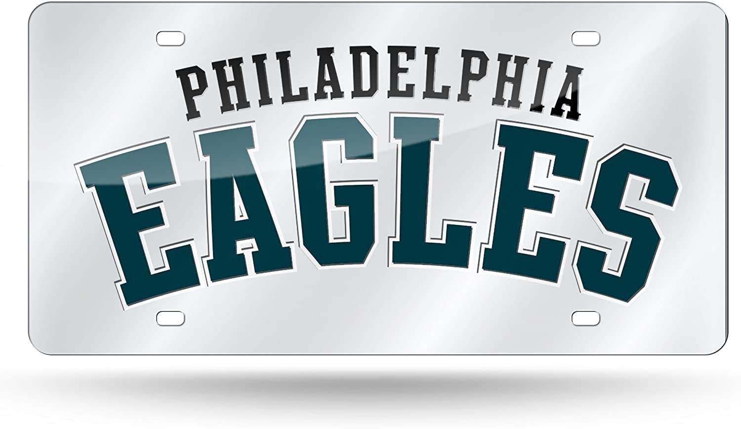 Philadelphia Eagles Premium Laser Cut Tag License Plate, Script, Mirrored Acrylic Inlaid, 12x6 Inch 1