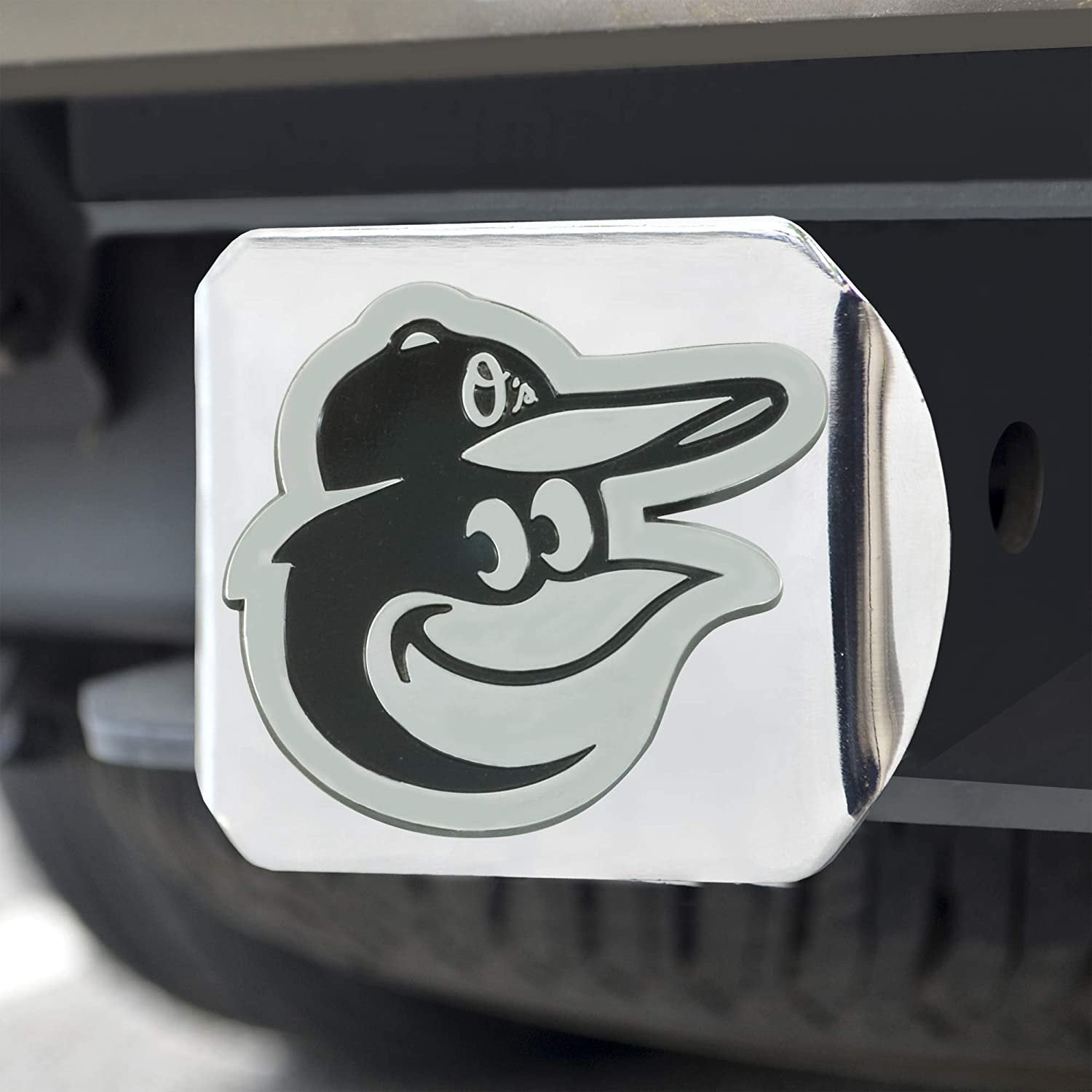 Baltimore Orioles Hitch Cover Solid Metal with Raised Chrome Metal Emblem 2" Square Type III