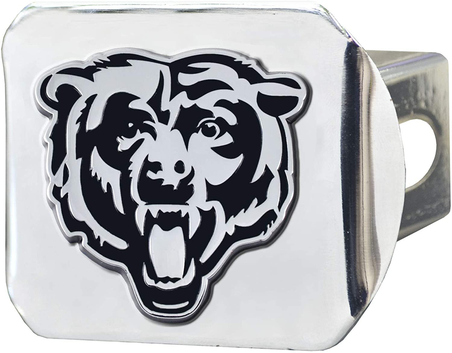 Chicago Bears Solid Metal Hitch Cover with Chrome Metal Emblem 2 Inch Square Type III 1