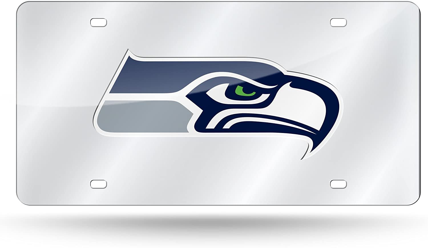 Seattle Seahawks Premium Laser Cut Tag License Plate, Mirrored Acrylic Inlaid, 12x6 Inch 1