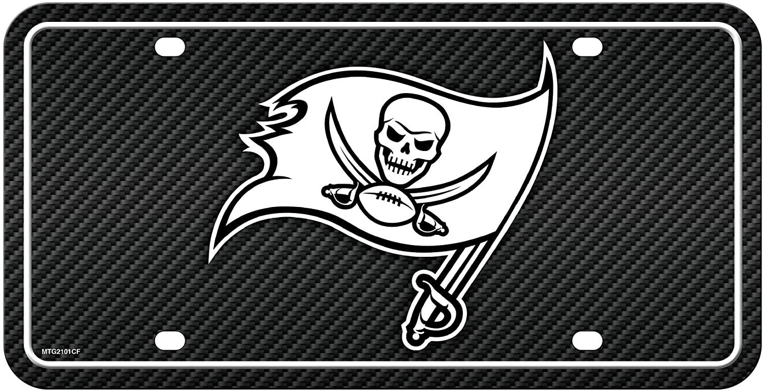 Tampa Bay Buccaneers Metal Auto Tag License Plate, Carbon Fiber Design, 6x12 Inch 1