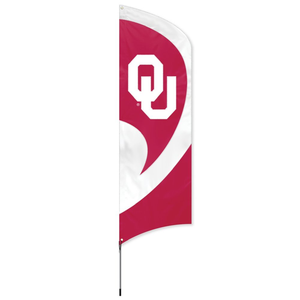 University of Oklahoma Sooners Tall Team Flag Tailgating Flag Kit 8.5 x 2.5 feet with Pole 1