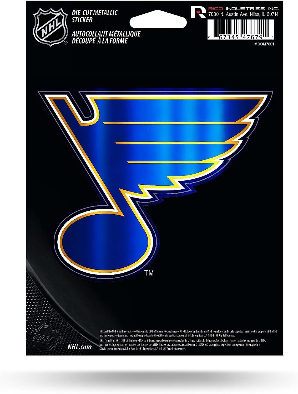 St Louis Blues 5 Inch Die Cut Decal Sticker, Metallic Shimmer Design, Full Adhesive Backing