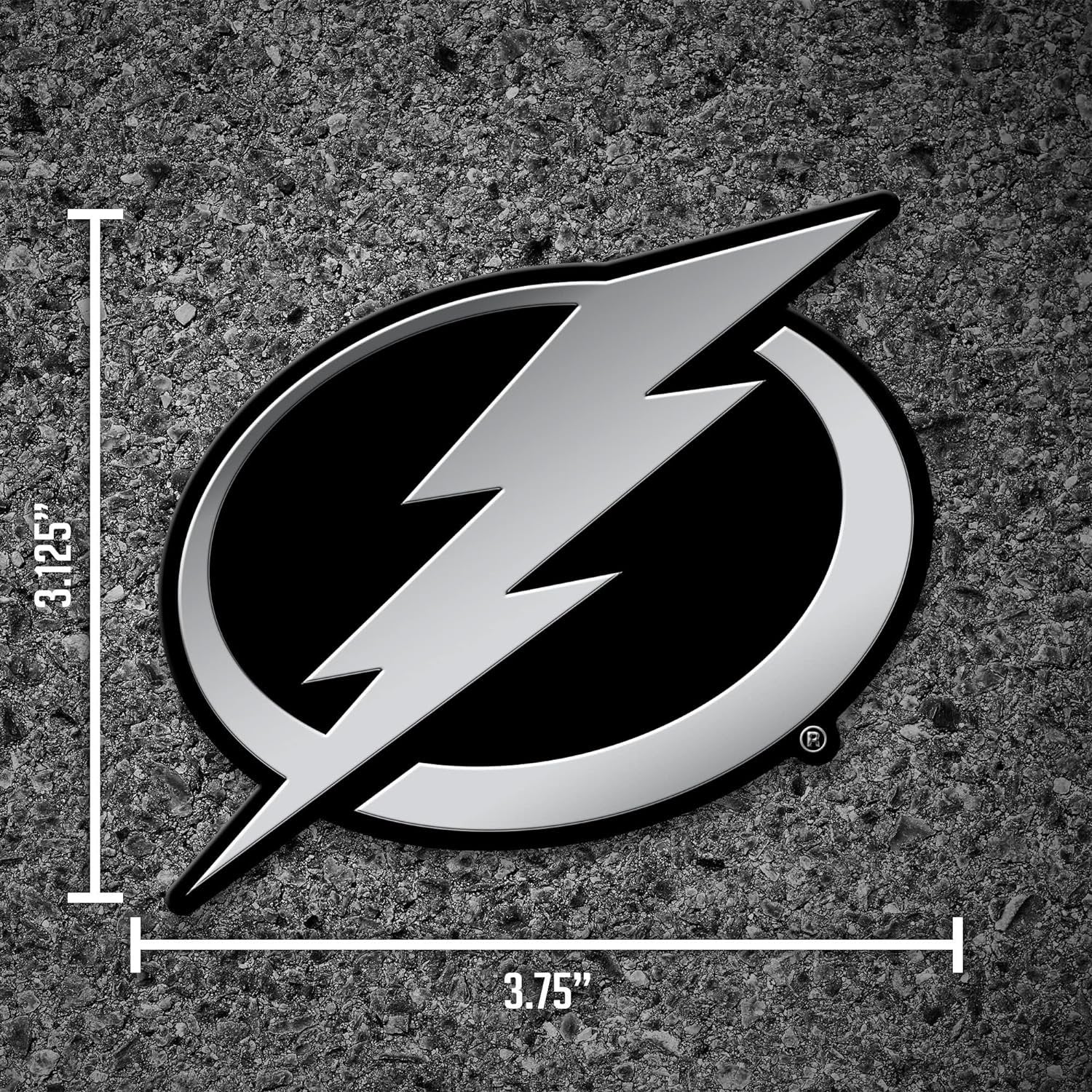 Tampa Bay Lightning Auto Emblem, Silver Chrome Color, Raised Molded Plastic, 3.5 Inch, Adhesive Tape Backing 4