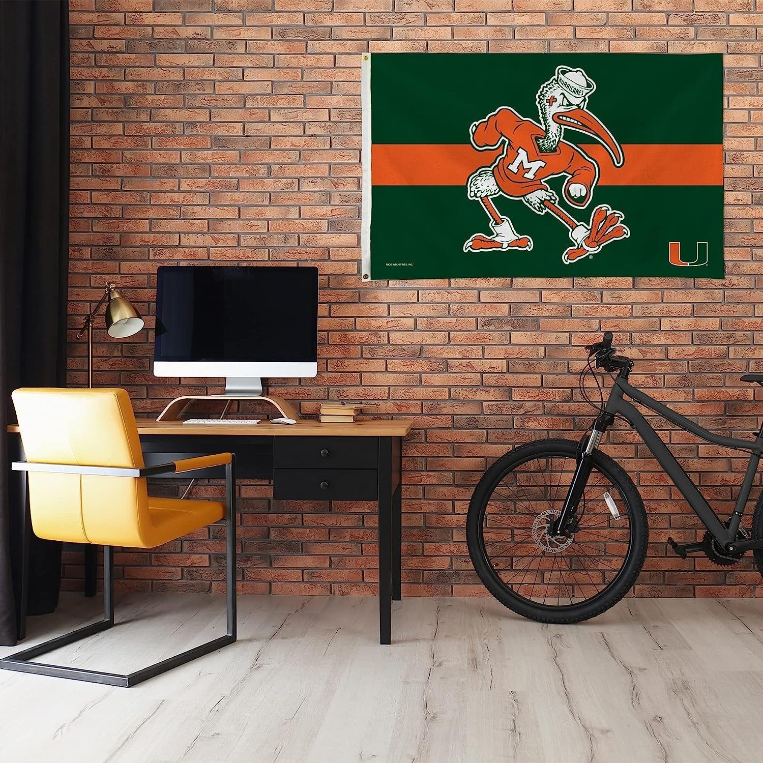 University of Miami Hurricanes Flag Banner 3x5 Feet Metal Grommets Ibis Mascot Design 2