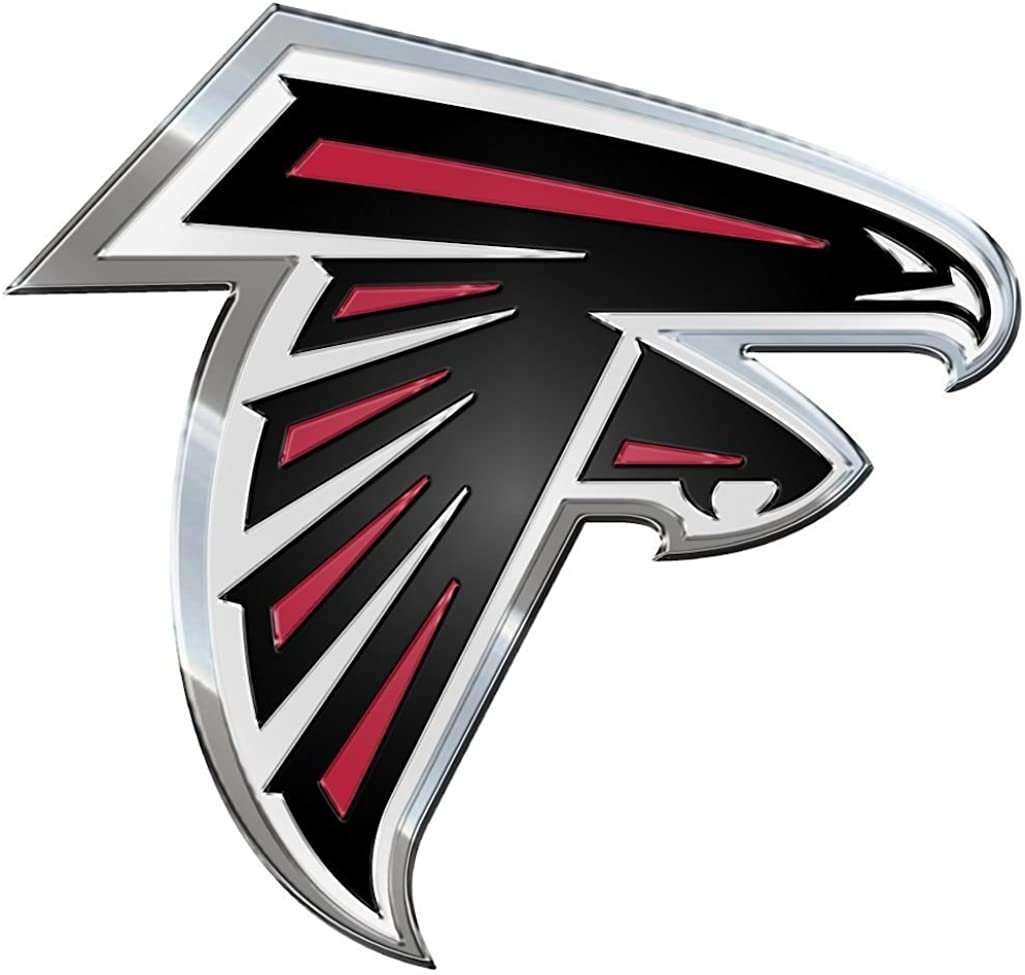 Atlanta Falcons Aluminum Metal Color Auto Emblem Full Adhesive Backing 1