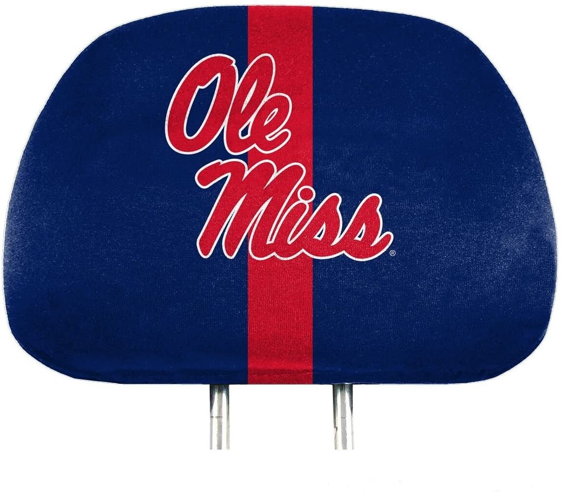 University of Mississippi Rebels Ole Miss Premium Pair of Auto Head Rest Covers, Full Color Printed, Elastic, 10x14 Inch 1