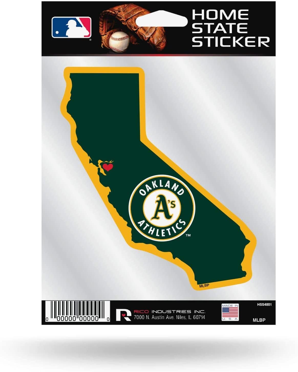 Oakland Athletics A's 5 Inch Sticker Decal, Home State Design, Flat Vinyl, Full Adhesive Backing