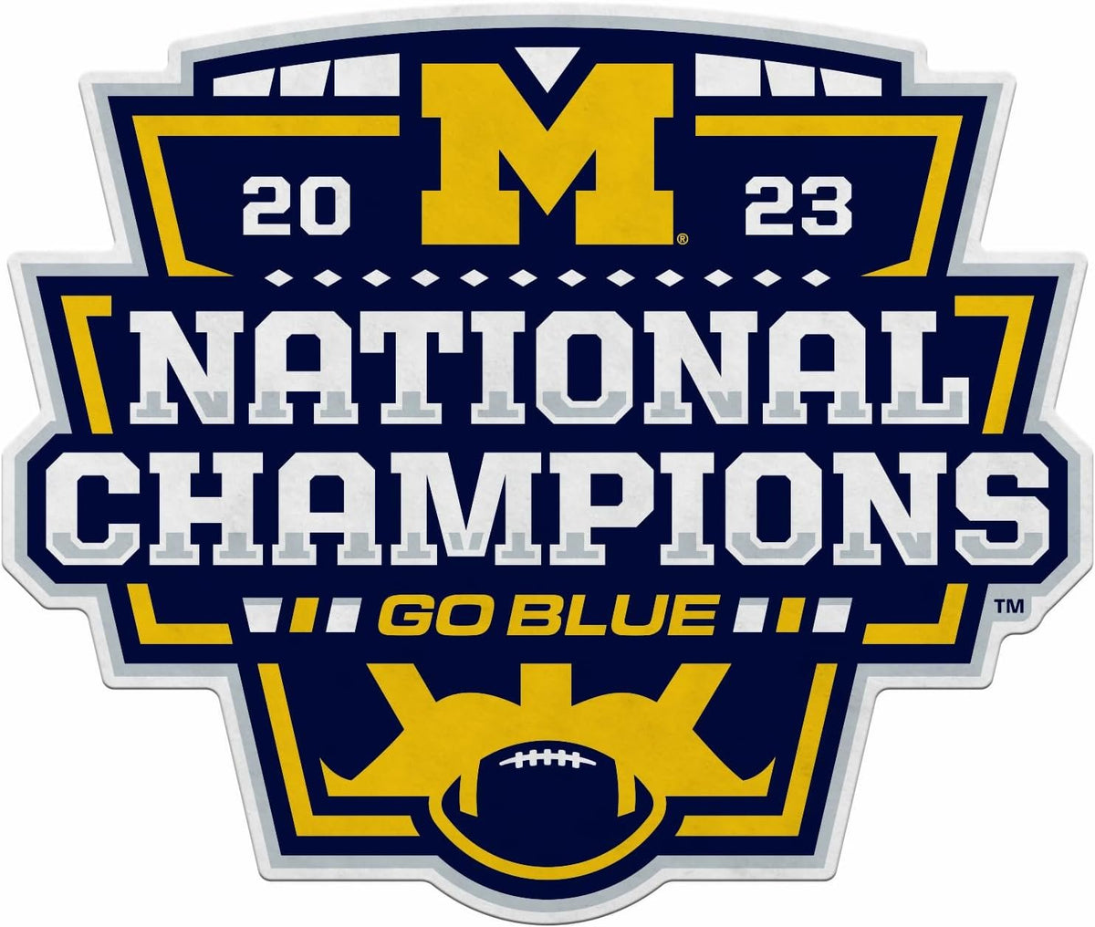 Rico Industries NCAA Michigan Wolverines 2024 CFP National Champions Shape Cut Pennant - Home and Living Room Décor - Soft Felt EZ to Hang