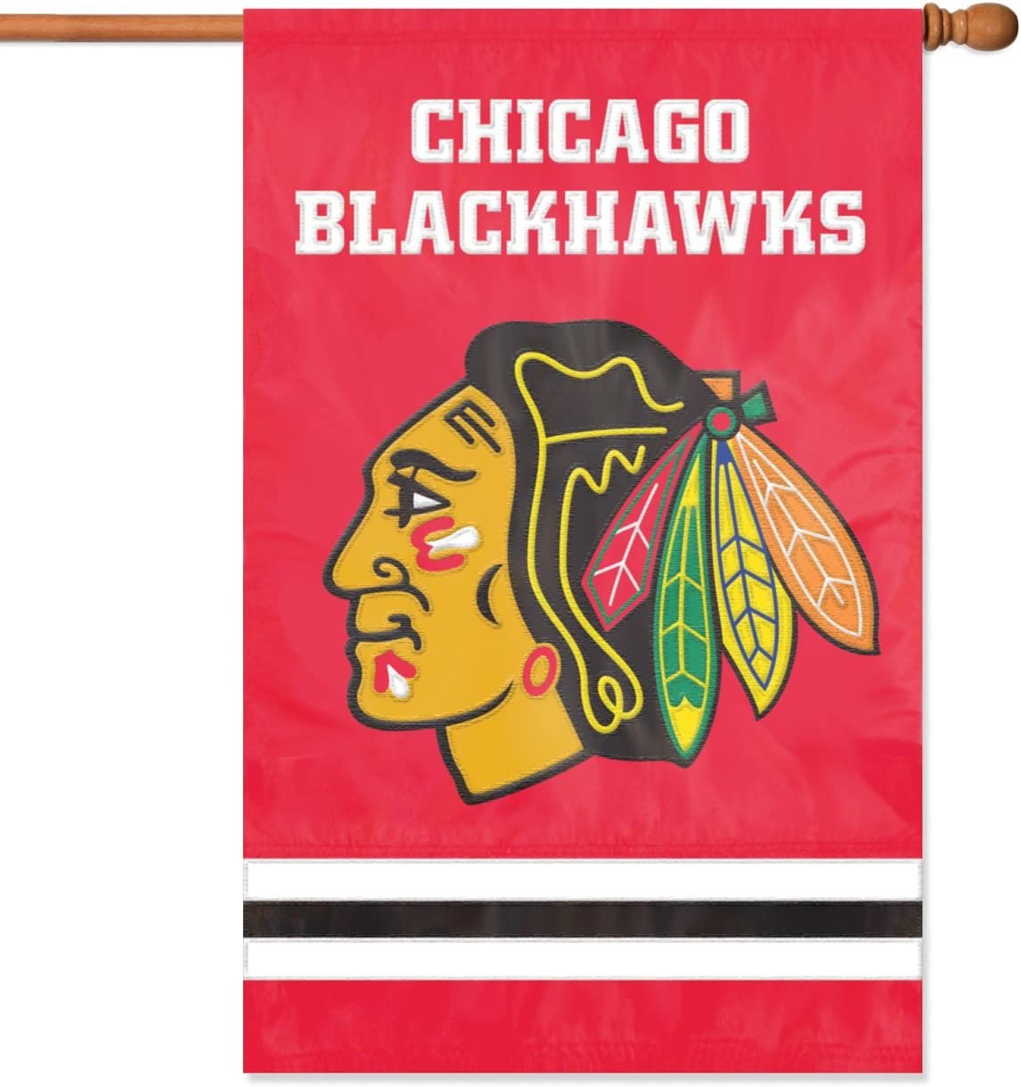 Chicago Blackhawks Premium Double Sided Banner Flag Applique Embroidered 28x44 Inches 3