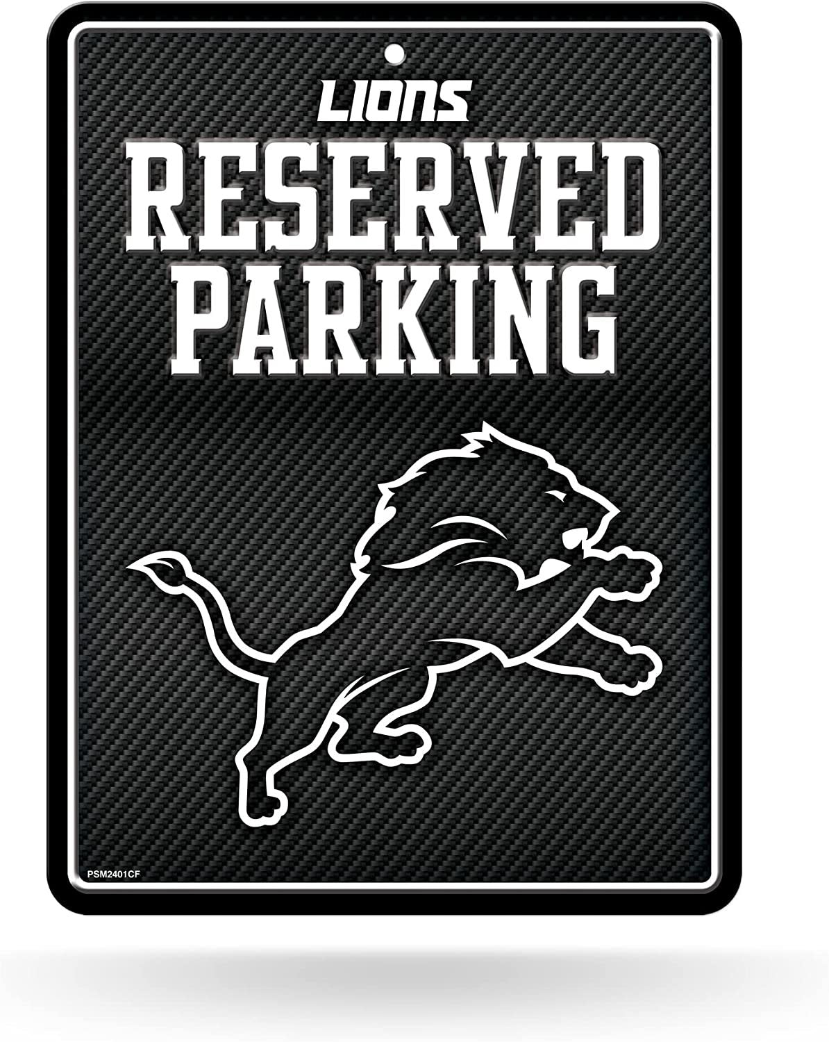Detroit Lions Metal Parking Novelty Wall Sign 8.5 x 11 Inch Carbon Fiber Design