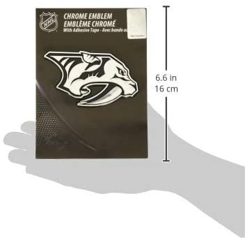 Nashville Predators Auto Emblem, Silver Chrome Color, Raised Molded Shape Cut Plastic, Adhesive Tape Backing 5